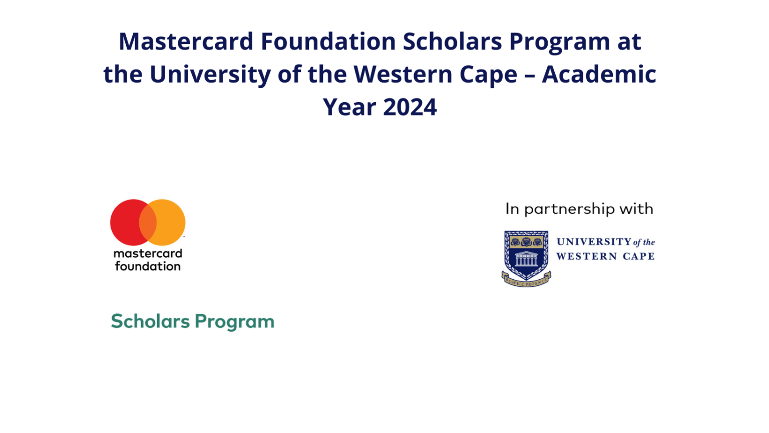 Mastercard Foundation Scholars Program 2024 at the University of the