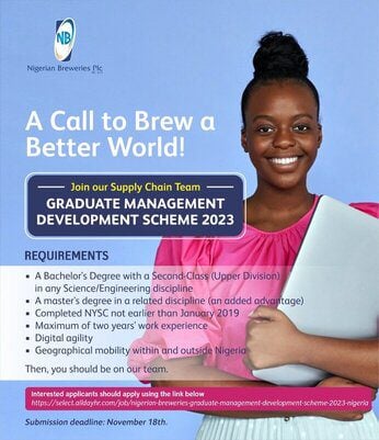 Nigerian Breweries Graduate Management Development Scheme 2023 for ...